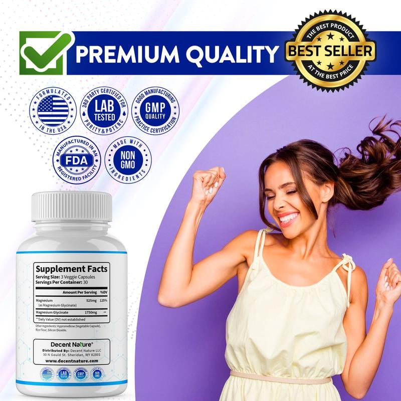 Magnesium Glycinate 500Mg Magnesium Supplement 90 Capsules