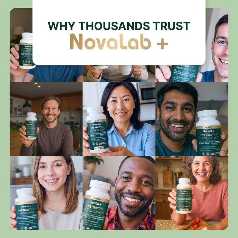 Novalab+ Eye Health & Vision Support – 30-Day Formula with Lutein, Zeaxanthin, Bilberry, Vitamins, Minerals & Antioxidants