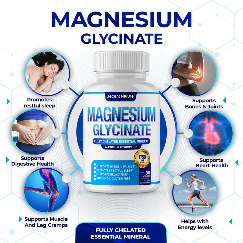 Magnesium Glycinate 500Mg Magnesium Supplement 90 Capsules
