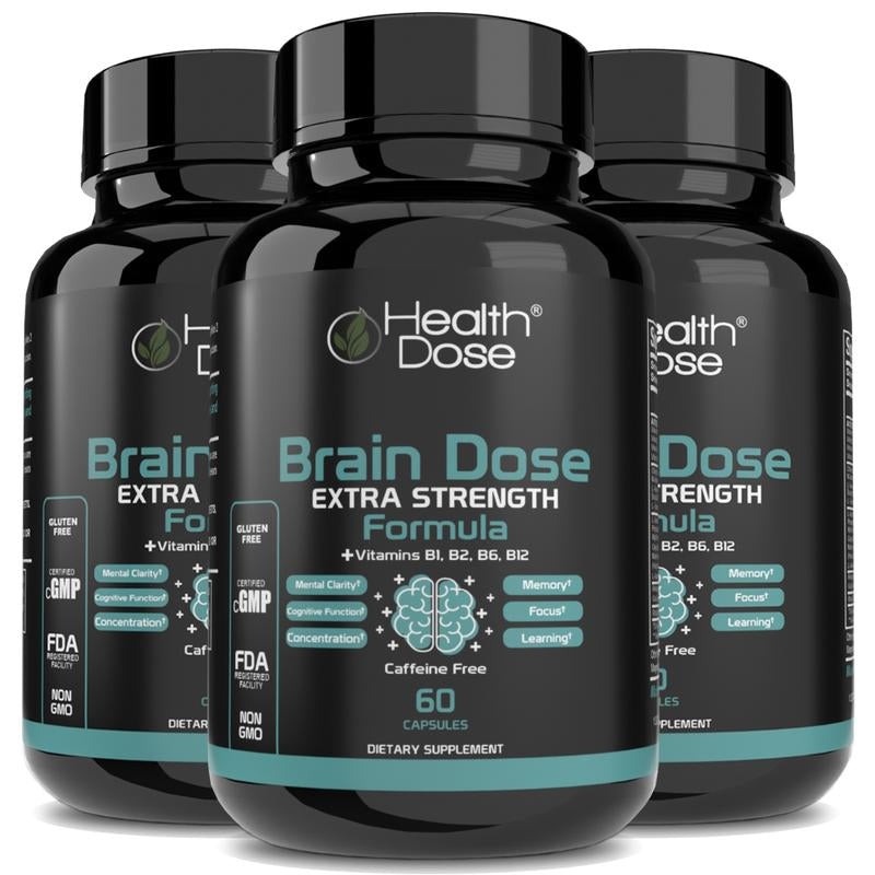 Health Dose Brain Dose, Natural Energy & Vitamins Supplement for Men & Women. Nutritional Support Fitness Dietary Neuro Healthcare Edible
