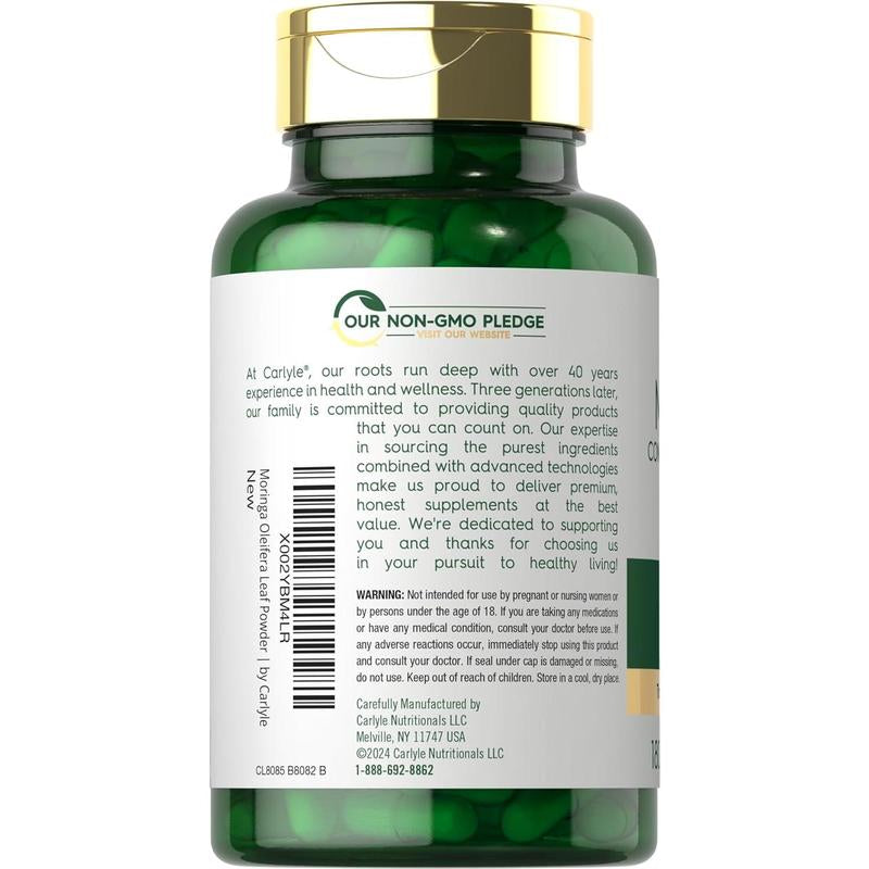 3 Bottles of Carlyle Moringa Oleifera | Complete Green Superfood | Non-Gmo, Gluten Free Supplement