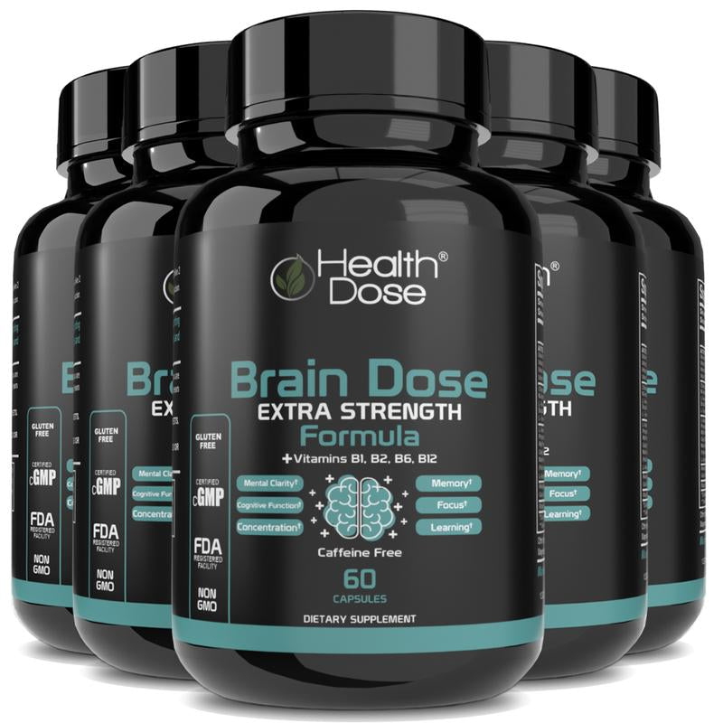 Health Dose Brain Dose, Natural Energy & Vitamins Supplement for Men & Women. Nutritional Support Fitness Dietary Neuro Healthcare Edible