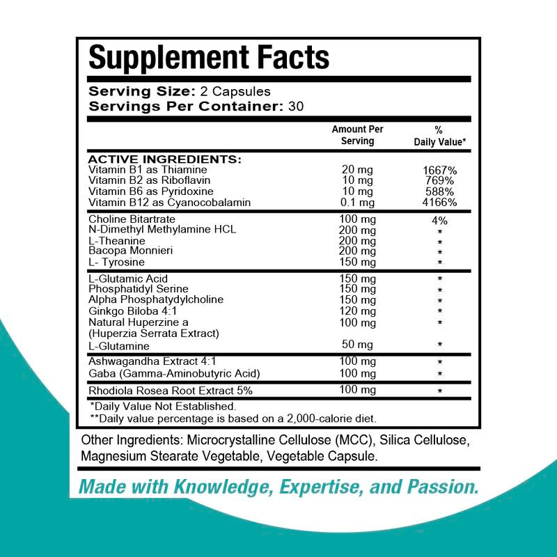 Health Dose Brain Dose, Natural Energy & Vitamins Supplement for Men & Women. Nutritional Support Fitness Dietary Neuro Healthcare Edible