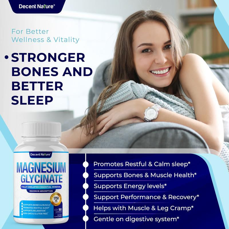 Magnesium Glycinate 500Mg Magnesium Supplement 90 Capsules