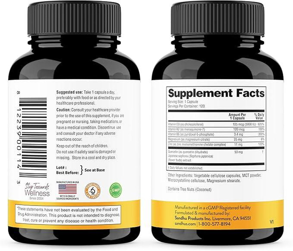 [Sandhus] Magnesium Glycinate 400Mg with Quercetin – Supports Sleep, Muscle Recovery, Bone Health & Immunity Healthcare Calcium Dietary Supplement Natural Fitness Mineral