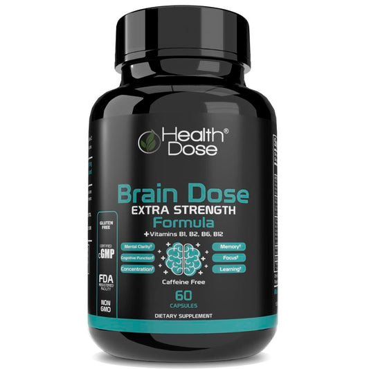 Health Dose Brain Dose, Natural Energy & Vitamins Supplement for Men & Women. Nutritional Support Fitness Dietary Neuro Healthcare Edible