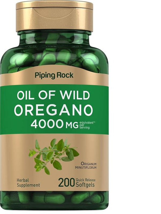Oregano Oil Capsules 4000Mg, 200 Pills, Wild Harvested Herbal Extract Supplement for Immune Support, Non-Gmo, Gluten-Free for Overall Wellness