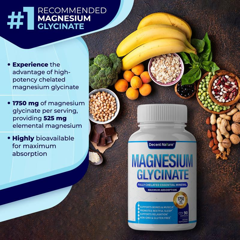 Magnesium Glycinate 500Mg Magnesium Supplement 90 Capsules