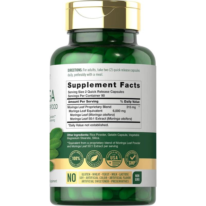3 Bottles of Carlyle Moringa Oleifera | Complete Green Superfood | Non-Gmo, Gluten Free Supplement